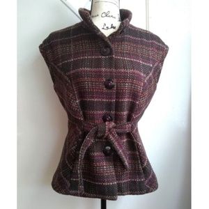 CAbi #691 Medium CINCH IT UP Brown Pink Tweed Vest